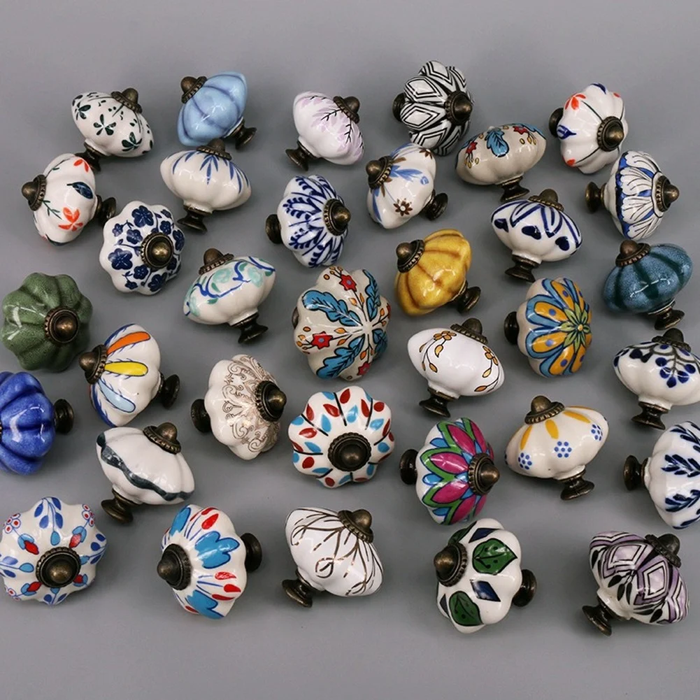 

Vintage Piece Ceramic Door Knobs for Cabinet Drawer, Closet Cupboard Wardrobe furniture door Pull Handle