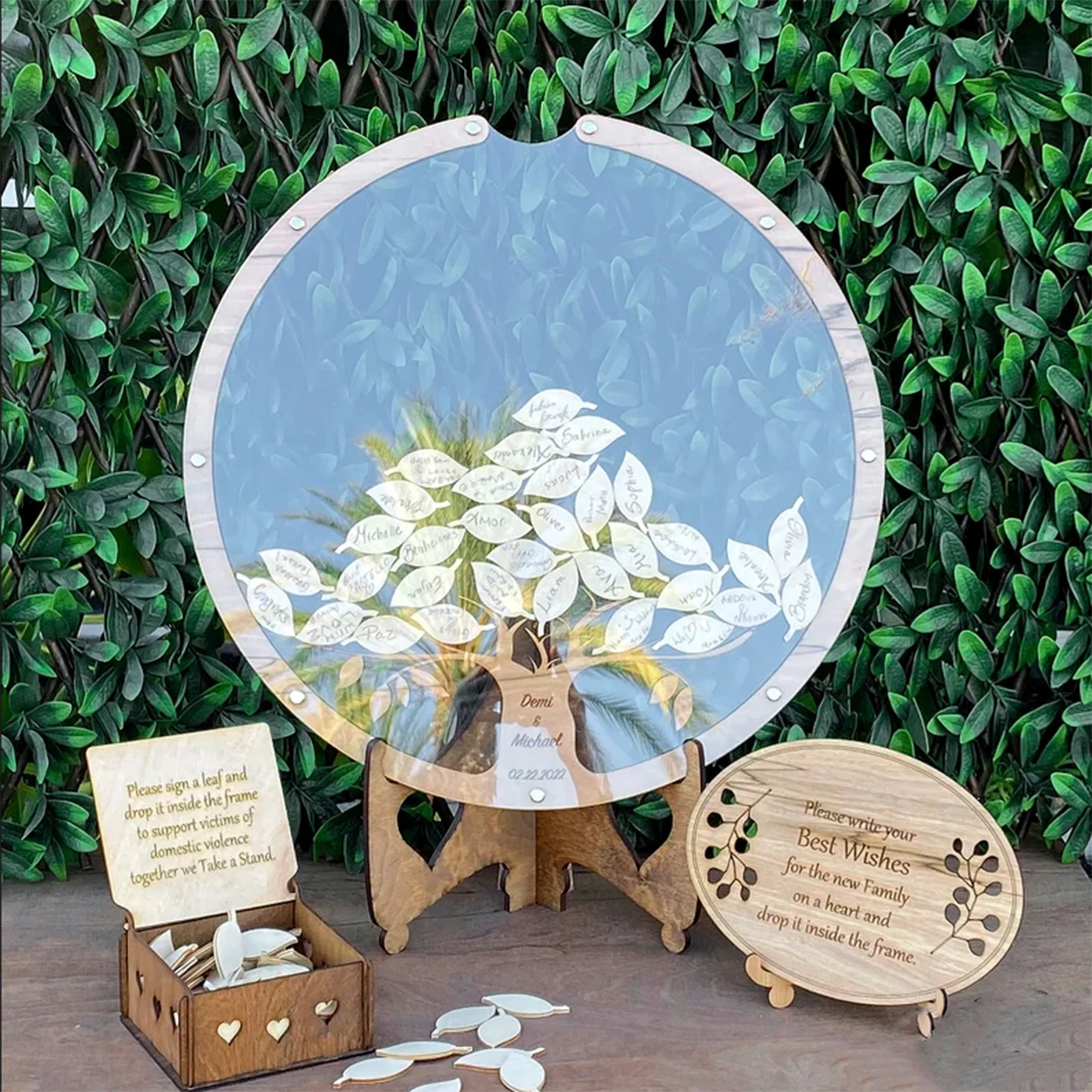 

New Heart Shape Transparent Wedding Guest Book Decoration Rustic Sweet Heart Drop Box Wedding Drop Box 3D Guestbook Wooden Box