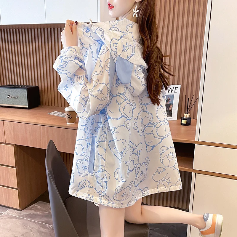 

Толстовка женская с капюшоном и принтом медведя, на молнии