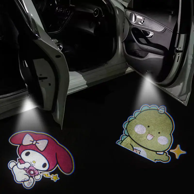 Genuine Sanrio Car Door Welcome Light Cinnamoroll Cartoon Automatic Induction Car Universal Projection Light Atmosphere Light