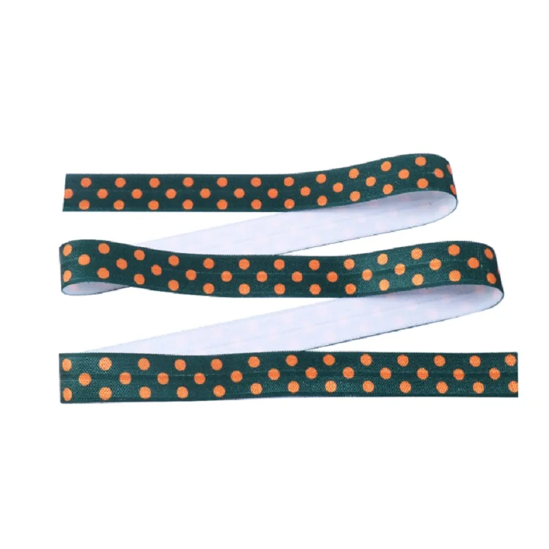

50yards 5/8" 16mm Dots Printed Fold Over Elastic FOE Webbing DIY Hairbows Crafts Handmade Hair Tie Accessories