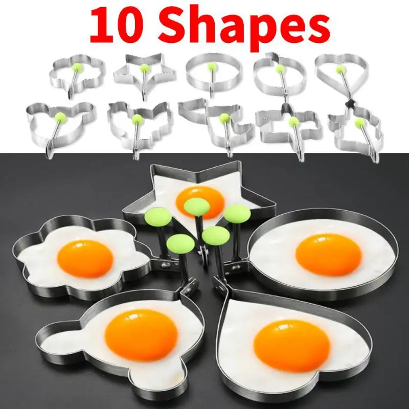

10 Shapes Egg Mold Stainless Steel Fried Egg Cooker Pancake Maker Mold Omelette Cooking Tool Sandwich Gadget Kitchen Accessories