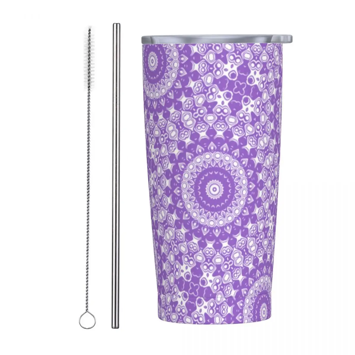 Кружка с лавандой мандалой фиолетовая белая Цветочная бутылка для холодной воды