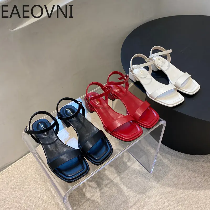 

Женские босоножки с открытым носком, сандалии на толстом каблуке, элегантные уличные сандалии-гладиаторы, лето 2023