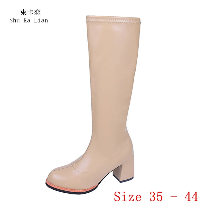 

Spring Autumn Women Knee High Boots Woman High Heel Long Boots Botas