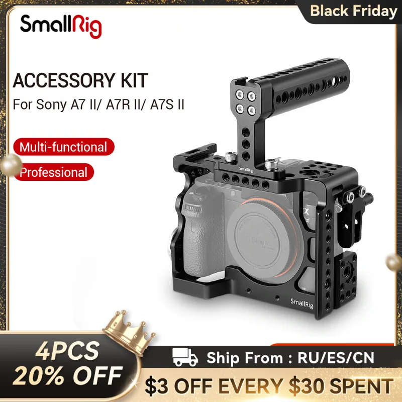 

SmallRig A7ii Protective Cage For Sony A7II/ A7RII/ A7SII Camera Cage With Top Handle ARRI Rosette Mount Accessory Kit -2014