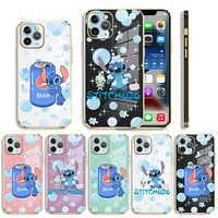 stitch blue bubble luxury soft plating phone case for iphone 13 12 11 pro max mini x xr xs max 7 8 6 6s plus se cover