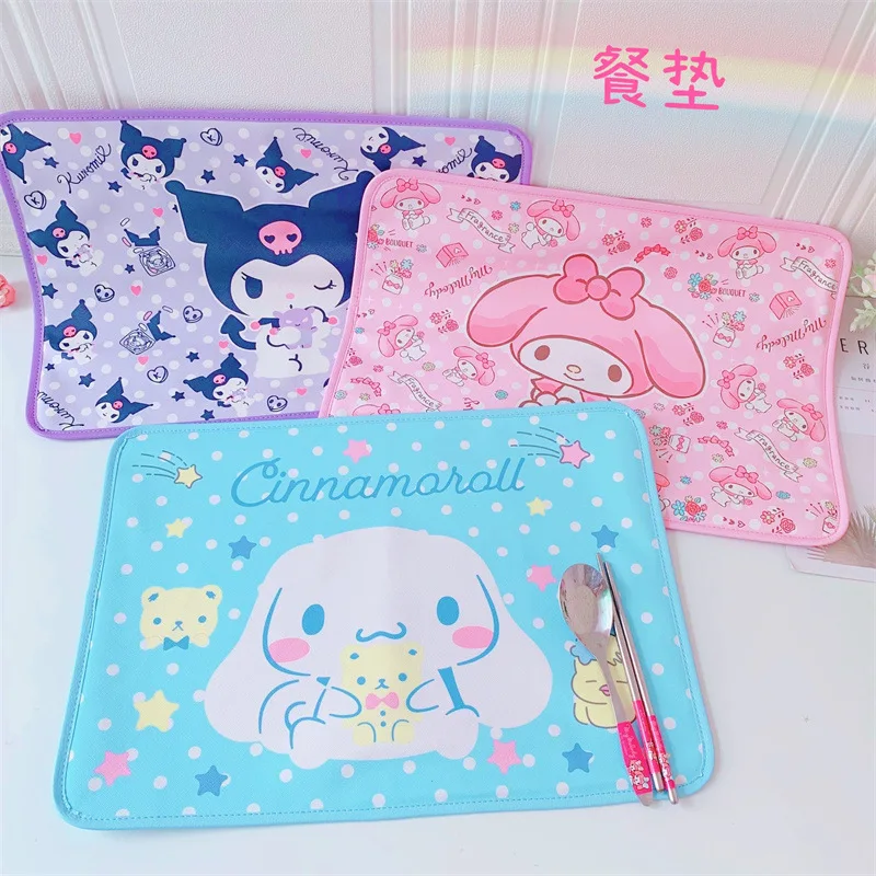 

Sanrio Kawaii Cinnamoroll Kuromi Mymelody Cartoon Thickened Waterproof and Oil Proof Insulation Pad Cute Toys for Girls Gifts