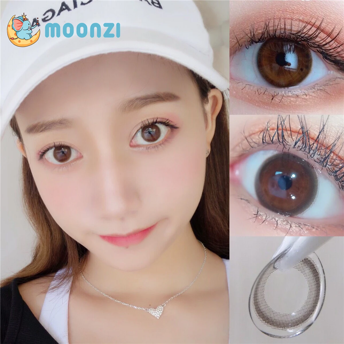 

MOONZI little brown ring contact lens small beauty Pupil Colored Contact Lenses for Eyes yearly degree Myopia prescription