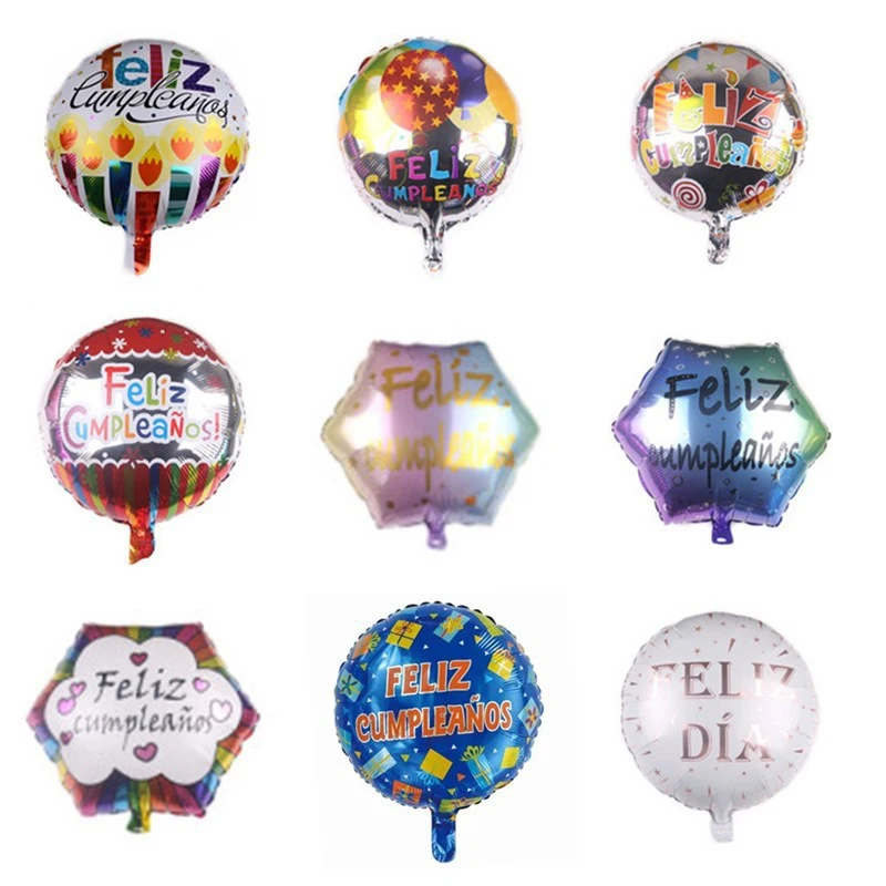 

18 Inch Spanish Happy Birthday Balloon Floating Hydrogen Balloon Children Adult Birthday Party Decoration Aluminum Foil Balloon