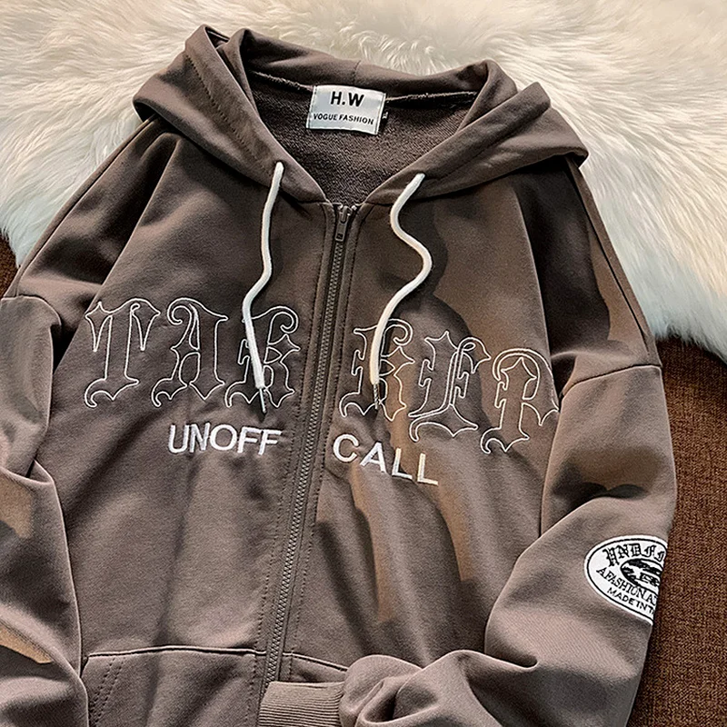 

Oversized Retro Streetwear Letter Printing Sweatshirts Vintage Women Zip Up Hoodies Women Grunge Punk Hooded Jackets Y2k Clothes