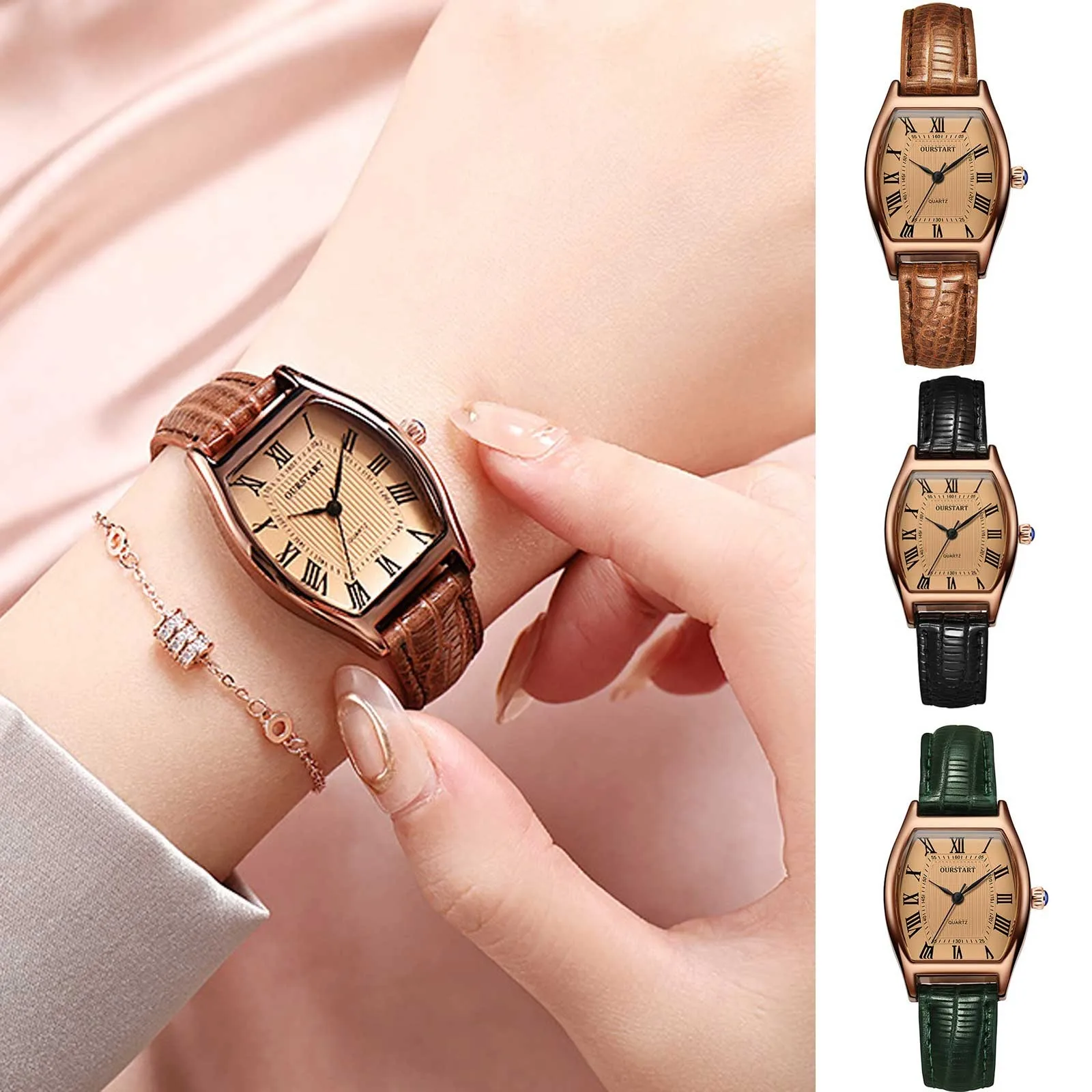 

Luxury Montre Femme Women Watches Luminous Hand Wind Leather Strap Winner Watch Fashion Quartz Wristwatches Montres Femmes