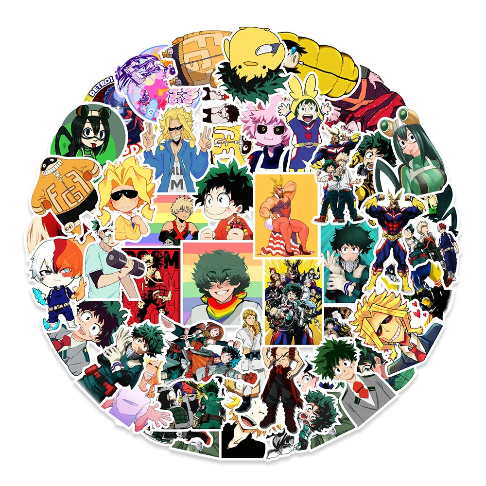 

10/30/50PCS Hot Anime My Hero Academia Character Sticker for Luggage Laptop IPad Gift Journal Mug Waterproof Sticker Wholesale