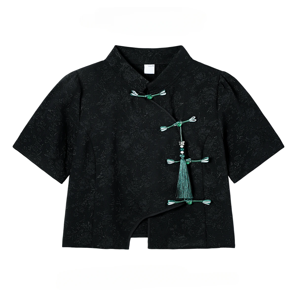 Новинка в китайском стиле ретро шикарная блузка с воротником-стойкой и короткими