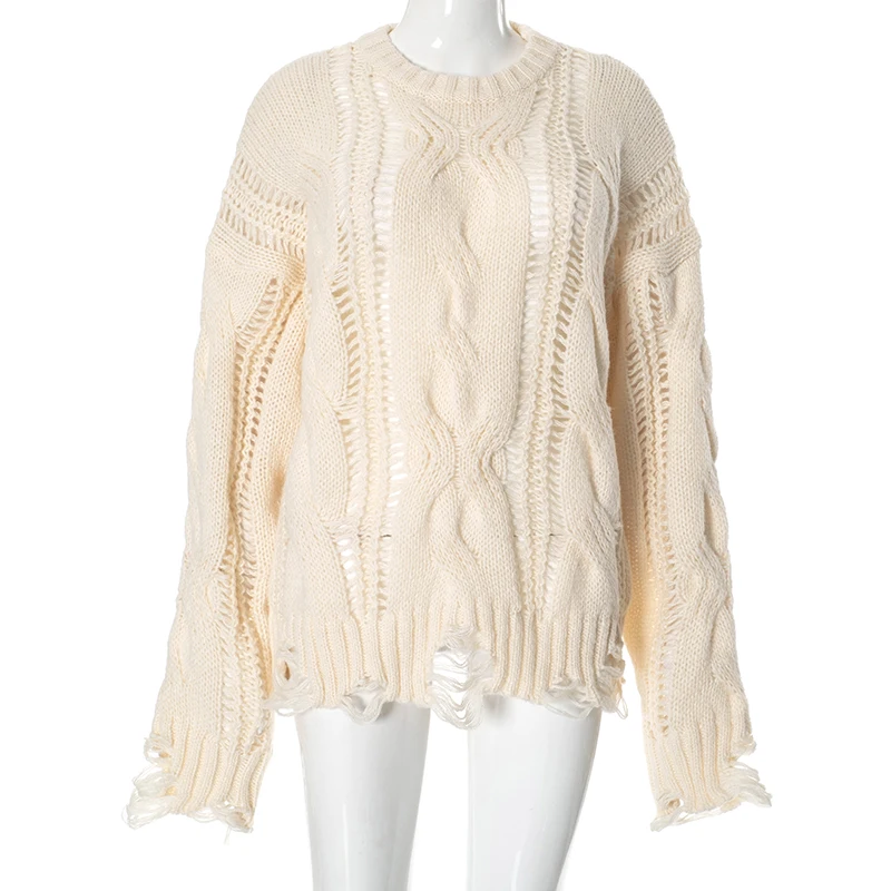 Женские вязаные свитера с круглым вырезом повседневные свободные пуловеры топ