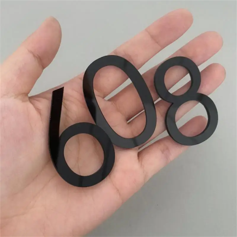 

Self-adhesive 3D Numeral Plate Plaque Sign Gate Digits Number Tag Door Label Hotel Plastic 0 To 9 Plating Home Address Sign