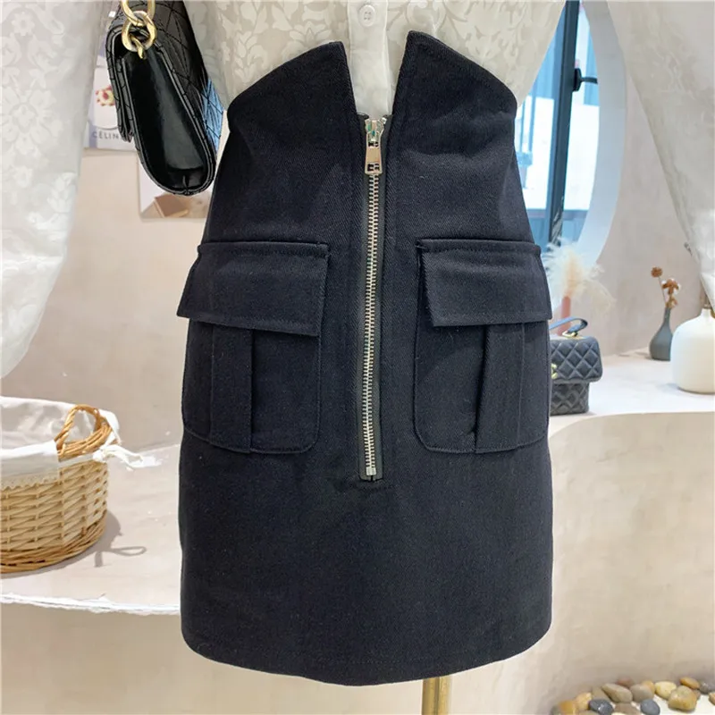 

Niche Design New Women's Clothing 2022 Spring High Waist Zipper Denim Skirt Versatile Slim A-line Wrap Hip Skirt