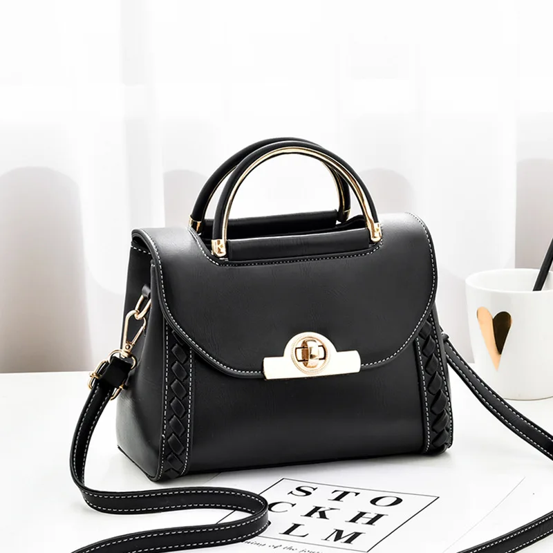 Элегантная Пряжка Женская однотонная сумка через плечо плетеный кошелек с