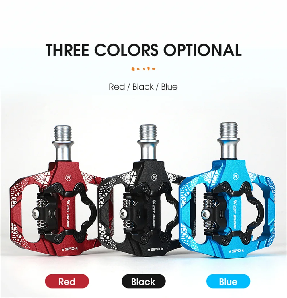 

WEST BIKING Bicycle Pedals MTB Pedal Lock Flat Pedal For SPD Dual Purpose 9/16' Front Locking Self-locking Pedals Bike Parts