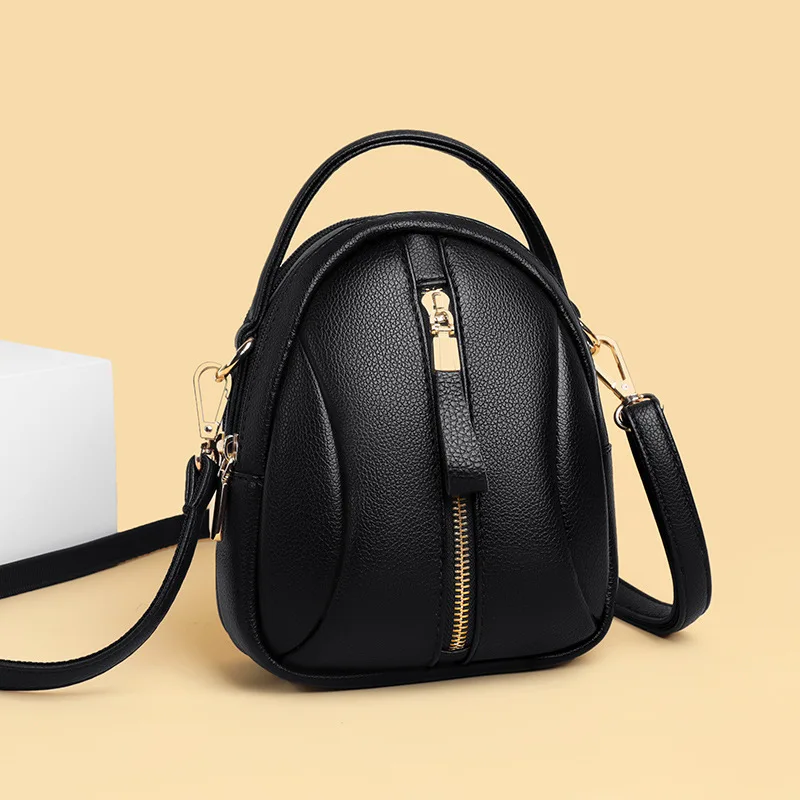 Women‘s Shoulder Bag Soft PU Leather Mini Phone Pocket Girls Oval Crossbody Bag
