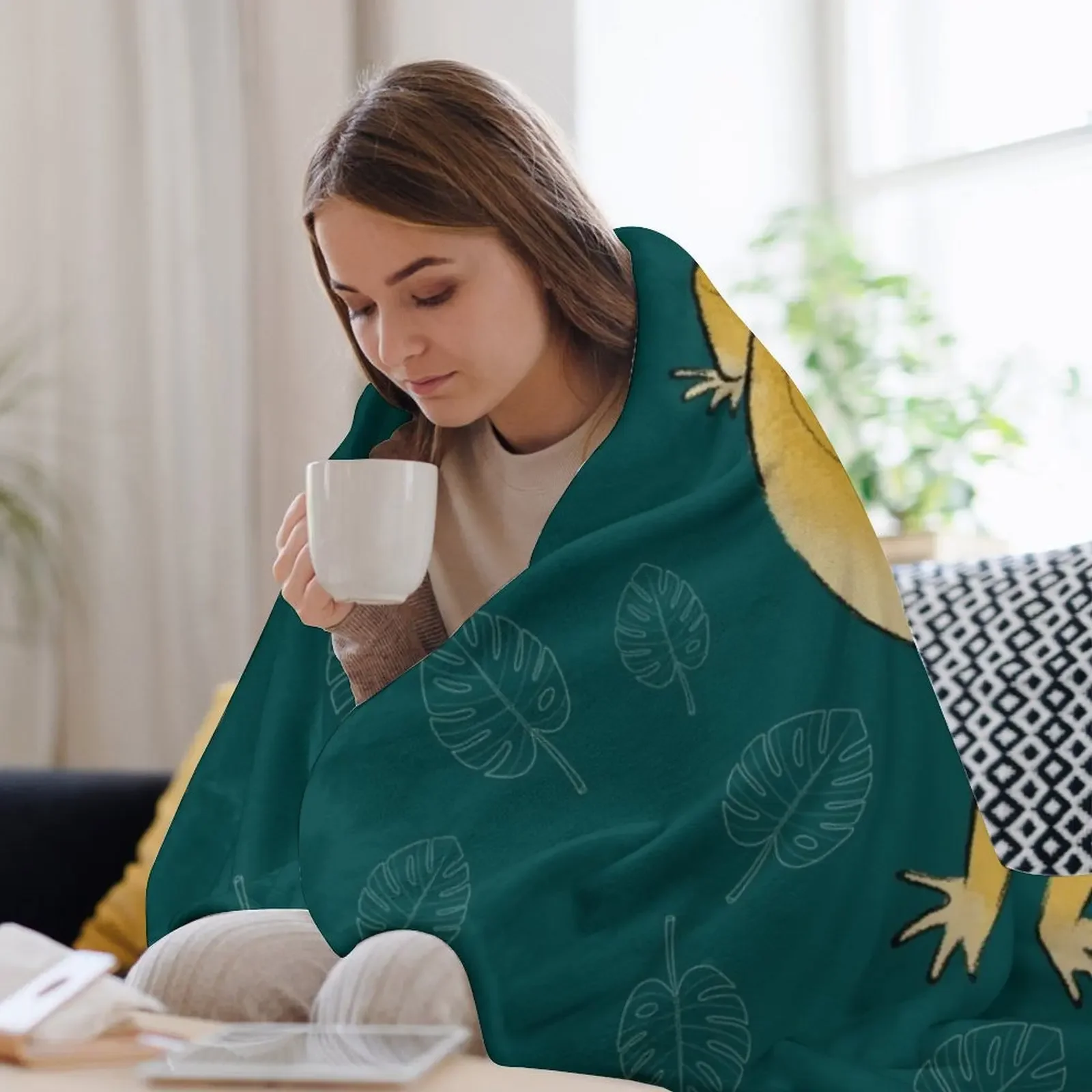 Фото Милое одеяло-плед Geko, складное, мягкое, теплое, для использования на открытом воздухе №3