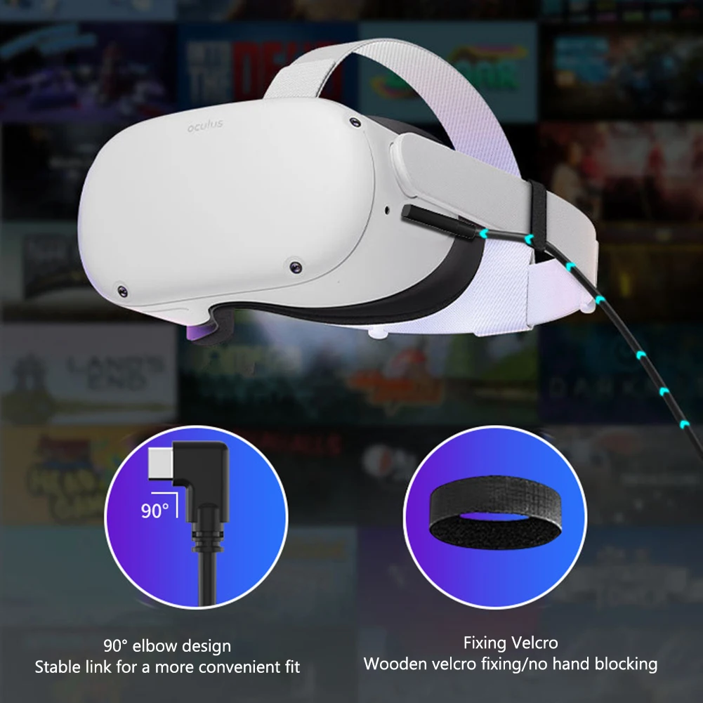 

5 Гбит/с кабель передачи для Meta Quest Pro VR все-в-одном шлем/PICO neo 3/PICO 4 VR гарнитура USB к Type-C VR Link зарядный кабель