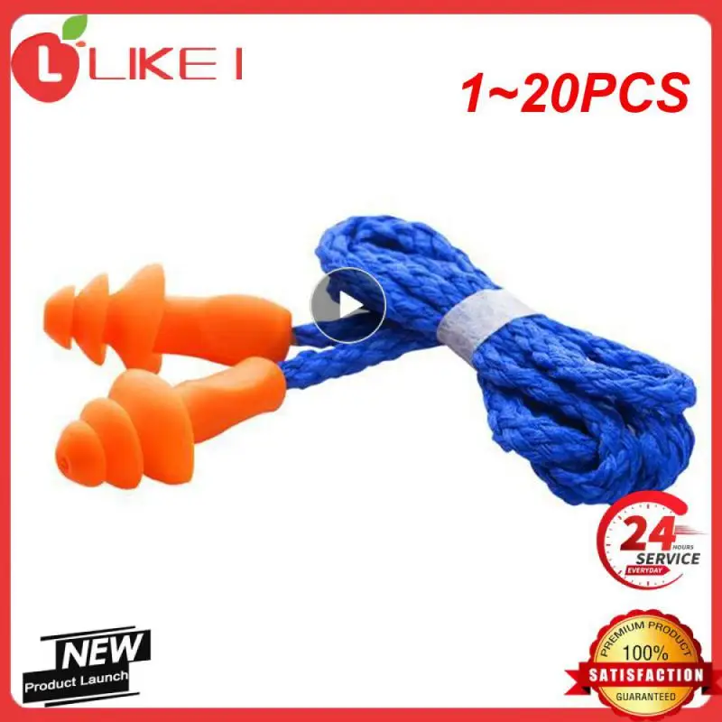 

1~20PCS Pairs Waterproof Soft Ear Plugs Silicone Corded Reusable Hearing Protect Safety Earplugs for Swiming Earplugs Earmuff