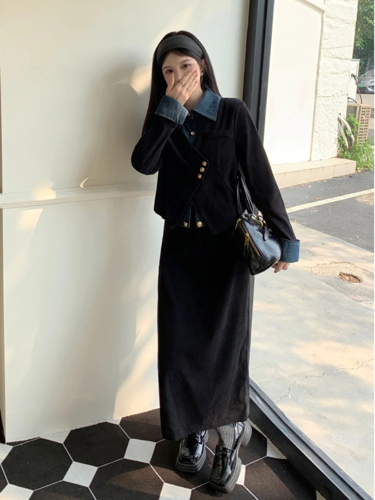 Оригинальный комплект из двух предметов в стиле Одри Хепберн: Молодежное платье