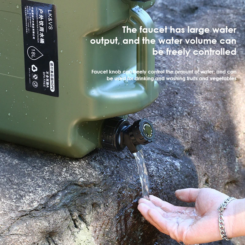 

New PE Food Grade Square Drinking Bucket Outdoor Camping Large Capacity Water Storage Bucket Rmy Green Pe Bucket 10L/18L/25L