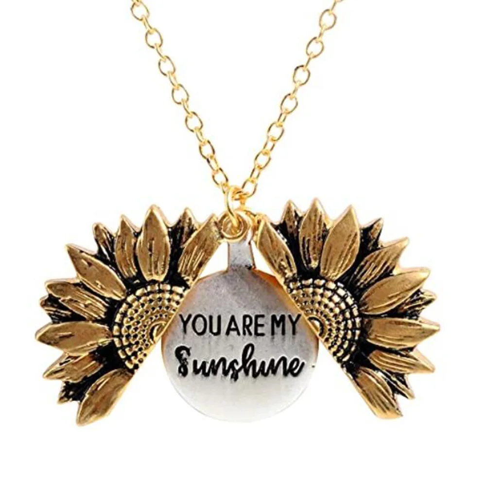 Vintage creative necklace cross-border personality hip hop can open sunflower pendant sunflower ornament