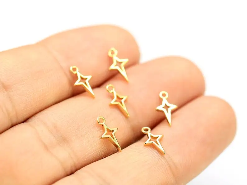 6 шт., подвески в виде крошечной Северной Звезды, подвески для сережек, аксессуары для сережек, подвески для браслета, изготовление ювелирных изделий-G073