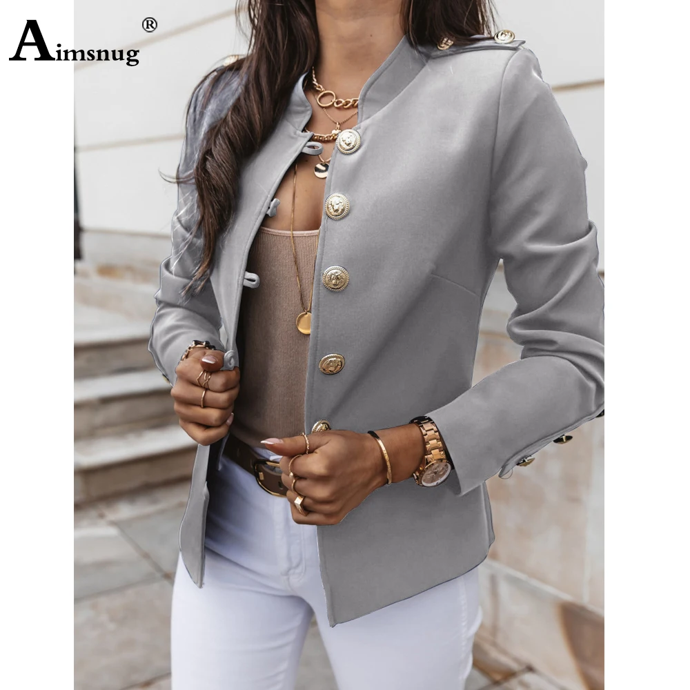 

Women Casual Blazers Mandarin Collar Jackets Sexy Female Clothing 2022 Autumn Fashion Top Outerwear Oversize Ladies Skinny Coats
