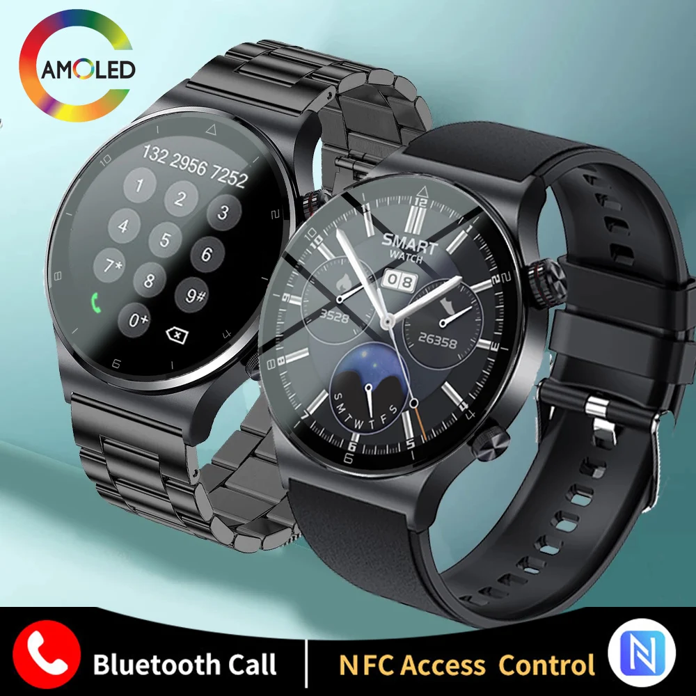 

LIGE 2022 NFC Smart Watch Men Bluetooth Call Smartwatch AMOLED 454*454 Screen Android IOS Sports Fitness Watches Free Shipping