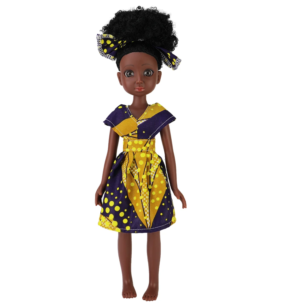 

Newest 13 Inch Vinyl Black American African Girl Doll Realistic for Children