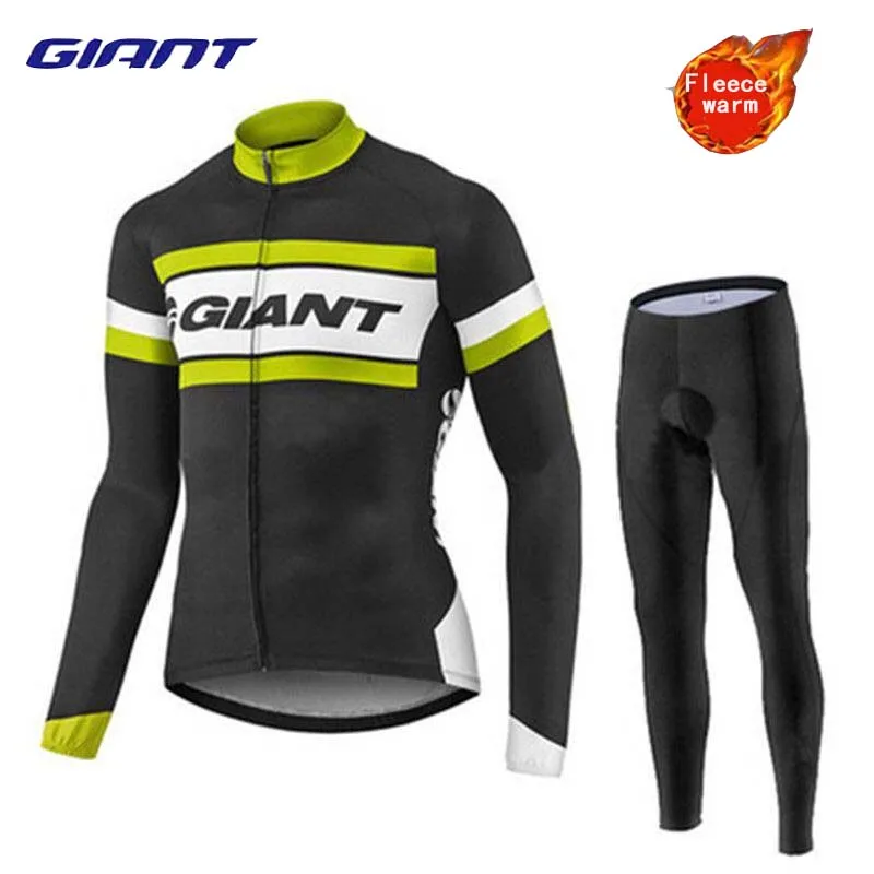 

GIANT Cycling Wear 2PCS Suit Men's Mountain Bike Sportswear Set Women's Road Bicycle Running Clothing MTB Maillot Thermal Fleece