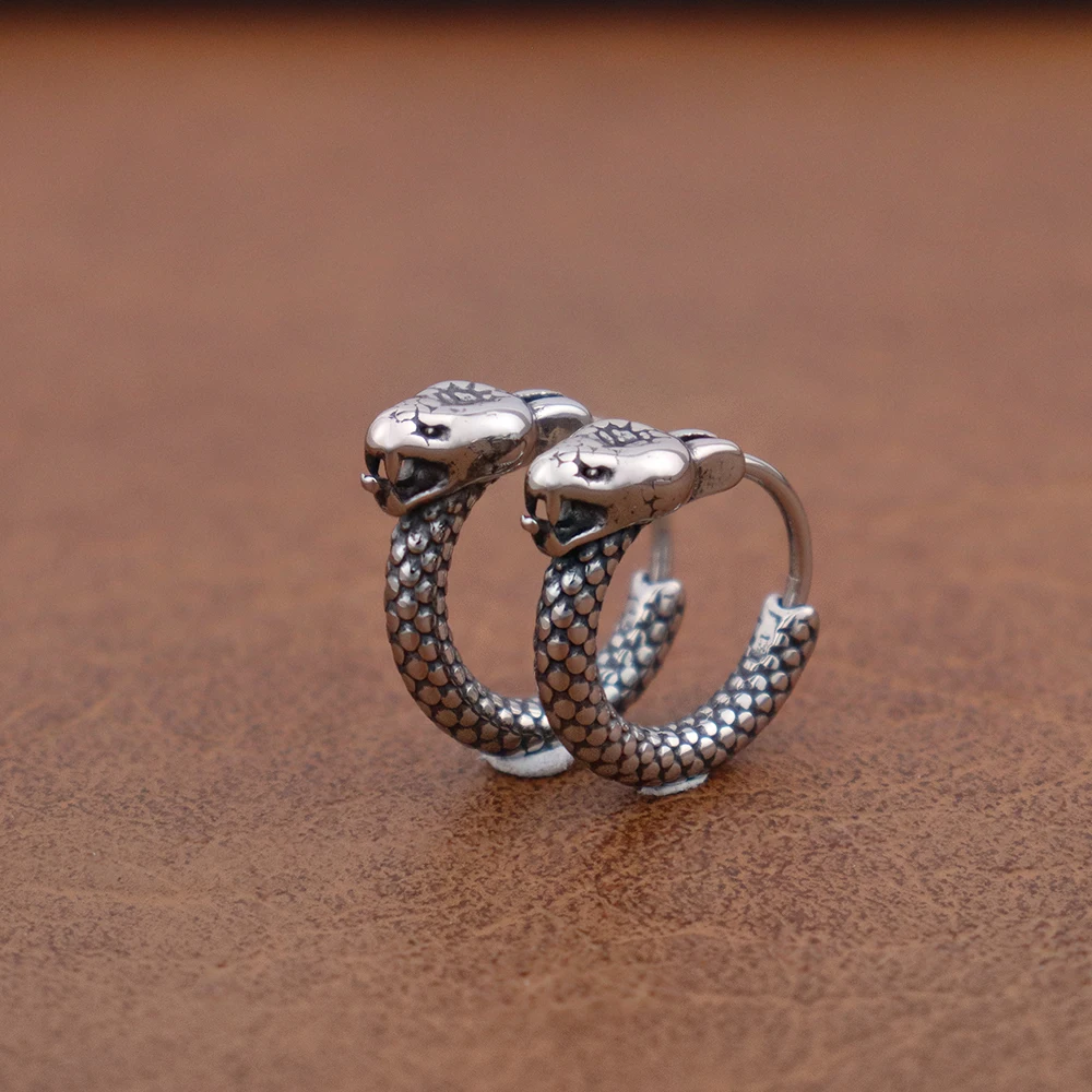 Серьги-кольца Viking Wolf Head из нержавеющей стали