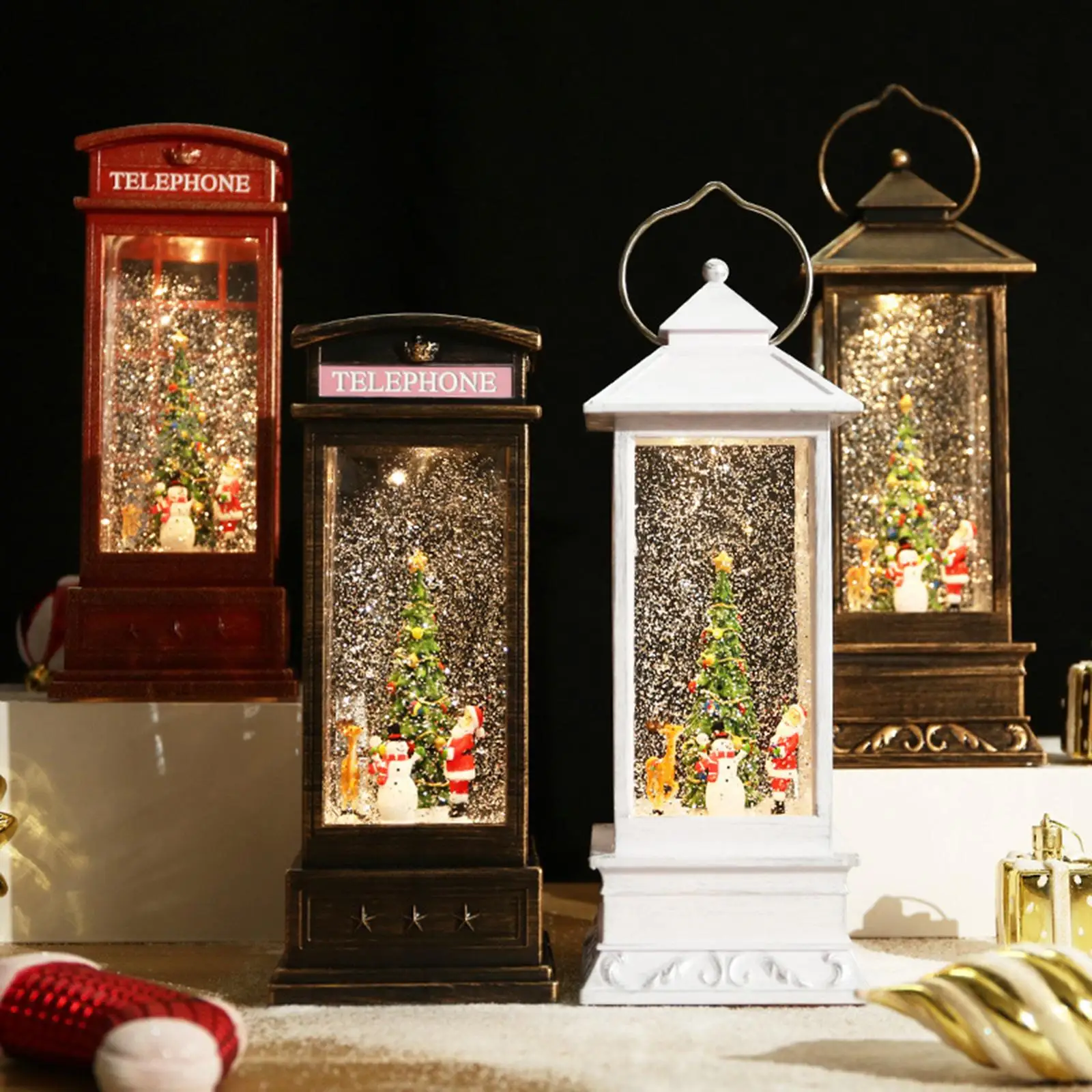 

Creative Glittering Christmas Music Box Lantern Rotatable Battery Operated Crafts Toy for Holiday Decor Kids Girls Gift Ornament
