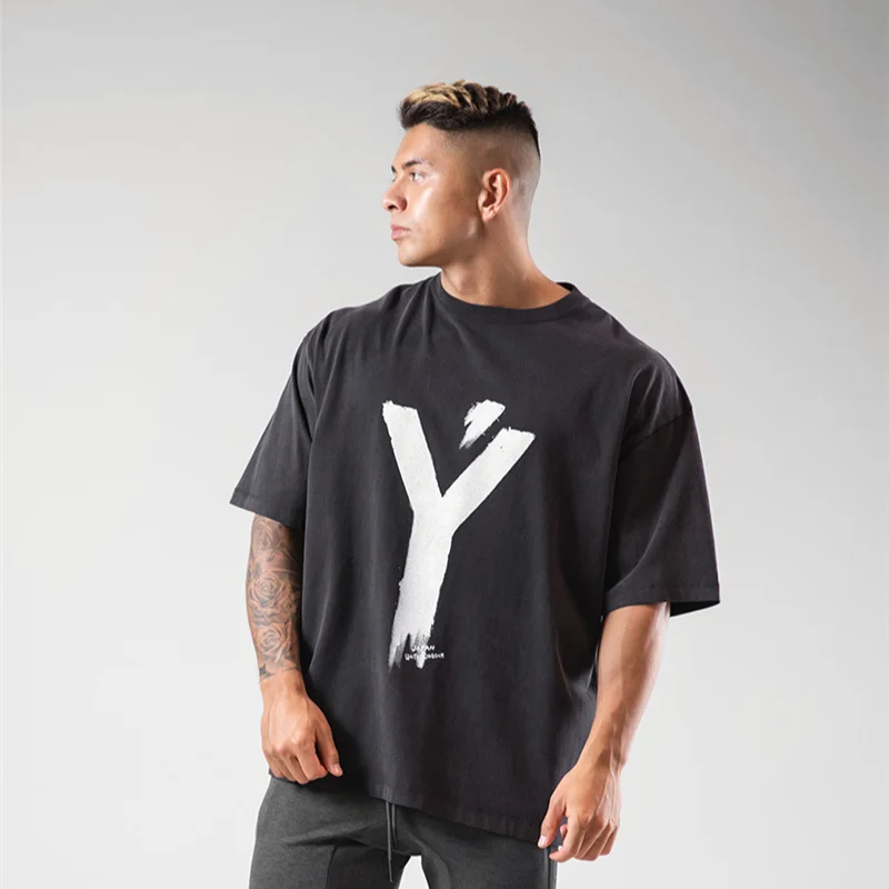 Summer Big Logo T-shirts Men's Oversized Fashion Cotton Breathable Tops High Quality Short Sleeve Shirts |