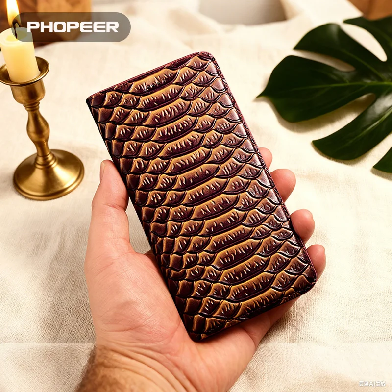 Фото Роскошный чехол для телефона из натуральной кожи для Realme Q5/3/2X I Neo 7 Turbo X SE C75/71, чехол с узором в виде чешуи дракона №1