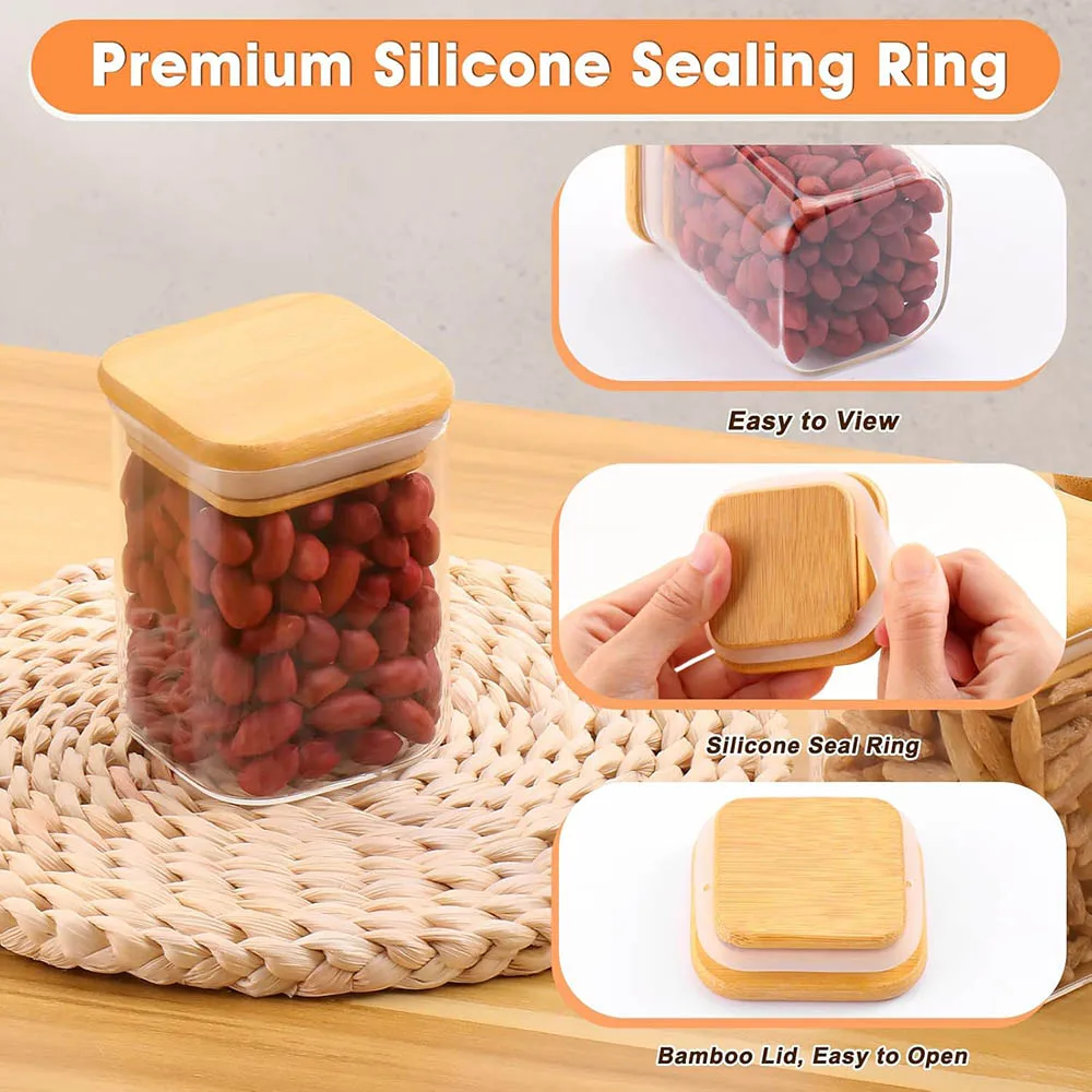 12 шт. квадратные или круглые стеклянные контейнеры для хранения продуктов банки