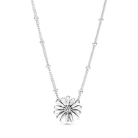 authentic 925 sterling silver moments daisy flower collier with crystal necklace for women bead charm diy pandora jewelry