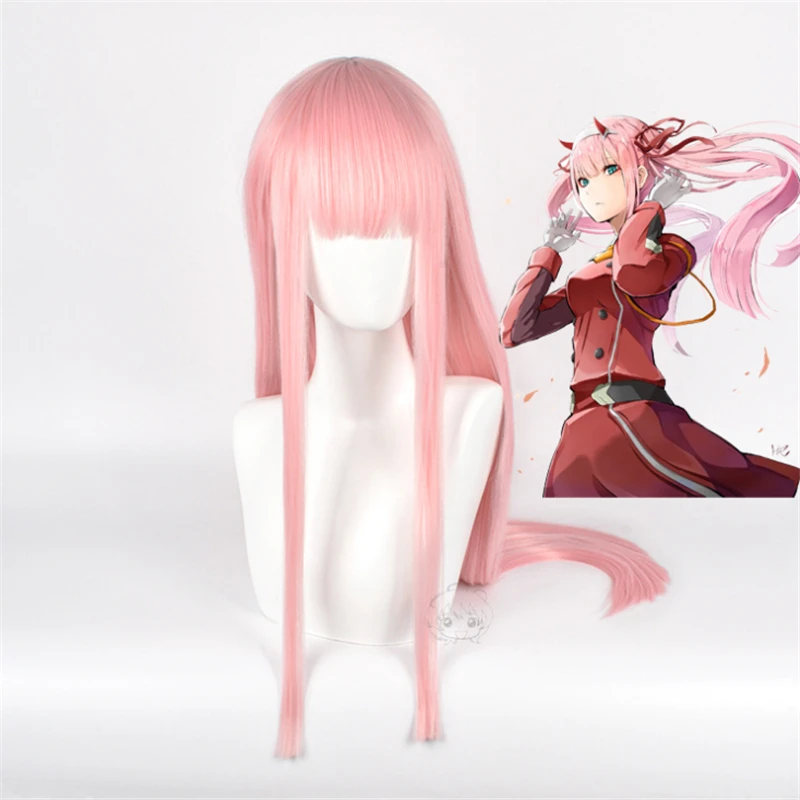 

Anime DARLING In The FRANXX 02 ZERO TWO Long Wig Cosplay Wig Role Play Pink Color Cos Wig Halloween Carnival Wig Accessories