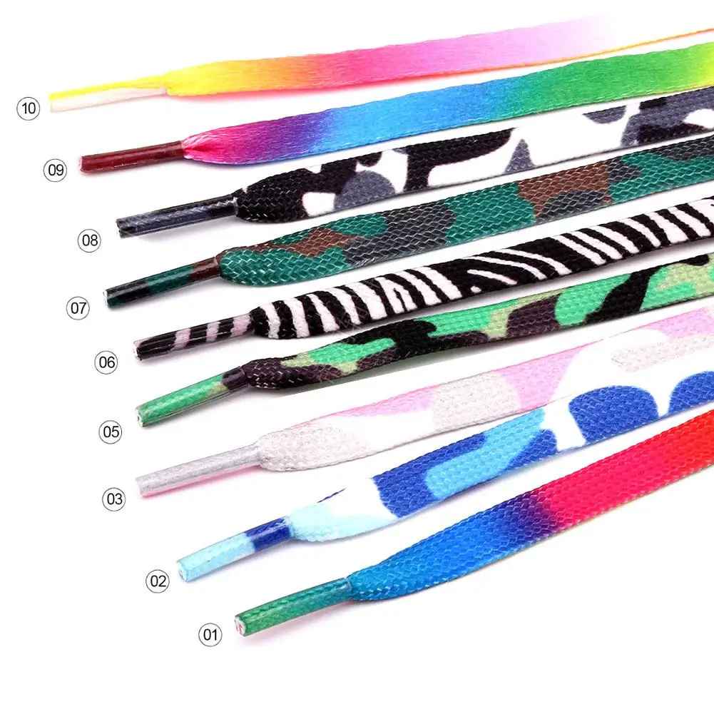 1Pair Flat Shoelaces Rainbow Colour Shoe Laces Casual Canvas Shoes Colorful Shoelace Print Gradient Suitable For All Unisex
