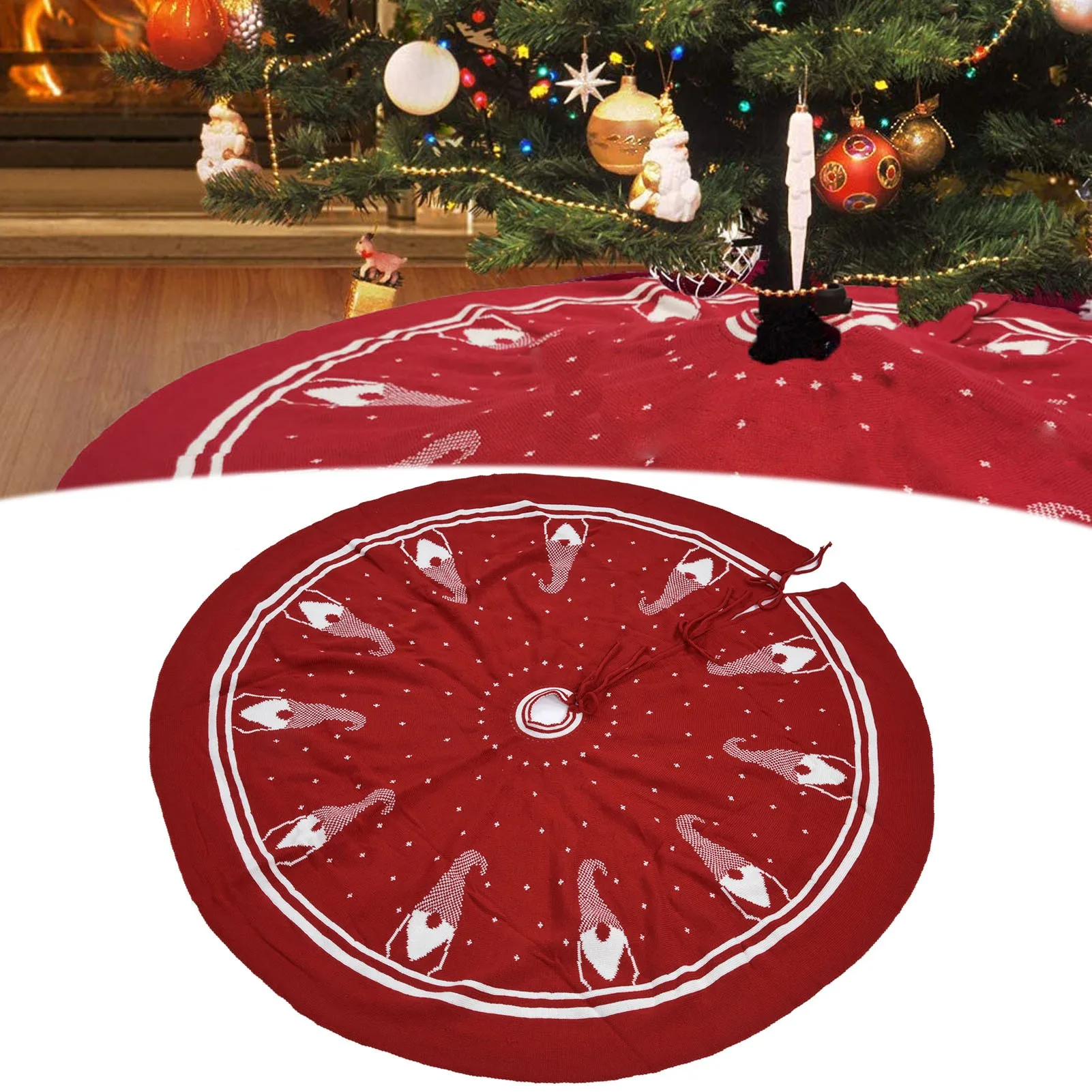 

120cm Christmas Tree Skirt Soft Acrylic Fiber Xmas Tree Bottom Decor Mat 2023 Merry Christmas Decorations Noel Apron