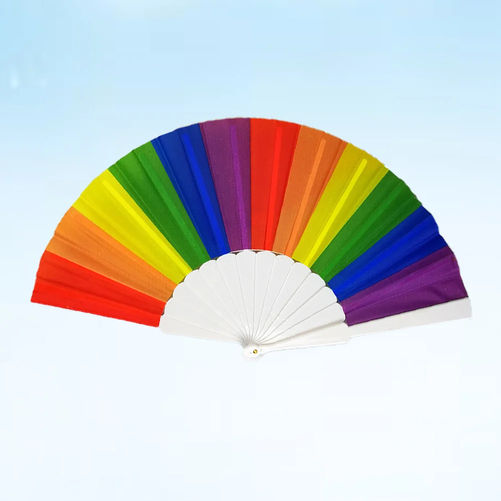

Rainbow Folding Fan Hand Held Fan, Colorful Hand Rave Fan for/ Men, Festival Fan Chinese Japanese Fan for Dance