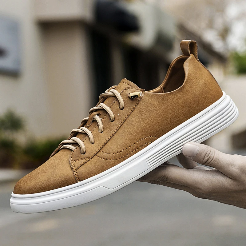 

Retro Leather Solid Color Sneakers 2022 Summer Hot Sale Men's Casual Shoes High Quality Fashion Comfortable Wear-resistant Shoes