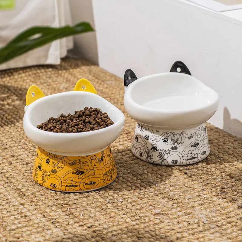 

Простая керамическая миска для питомцев с защитой высоких ног для кошек и собак, керамическая миска для питомцев, нескользящая миска для кошек, миска для питья для еды