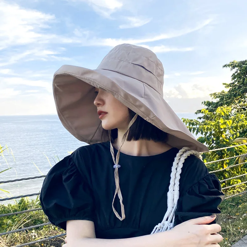 

Шляпа от солнца с широкими полями женская, складная Панама с защитой от ультрафиолетовых лучей, модная простая пляжная шапка для занятий спортом на открытом воздухе, летняя