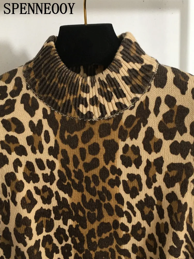 SPENNEOOY модные подиумные весенне-летние винтажные леопардовые вязаные пуловеры