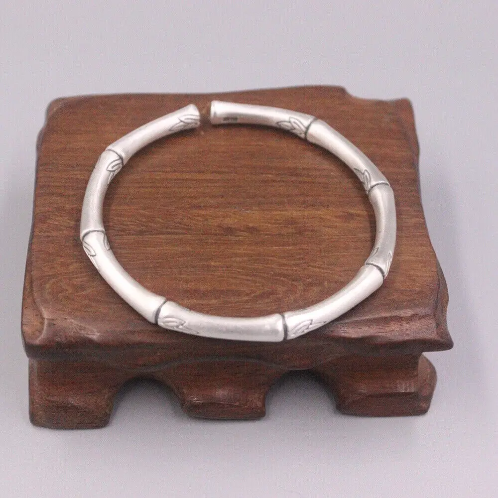 

Браслет из настоящего серебра 999 пробы в форме бамбука диаметром 2,36 дюйма Ручная работа